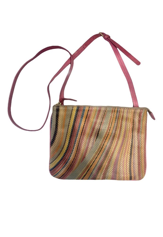 Paul Smith Perforated Leather Crossbody Bag with Multicoloured Stripes