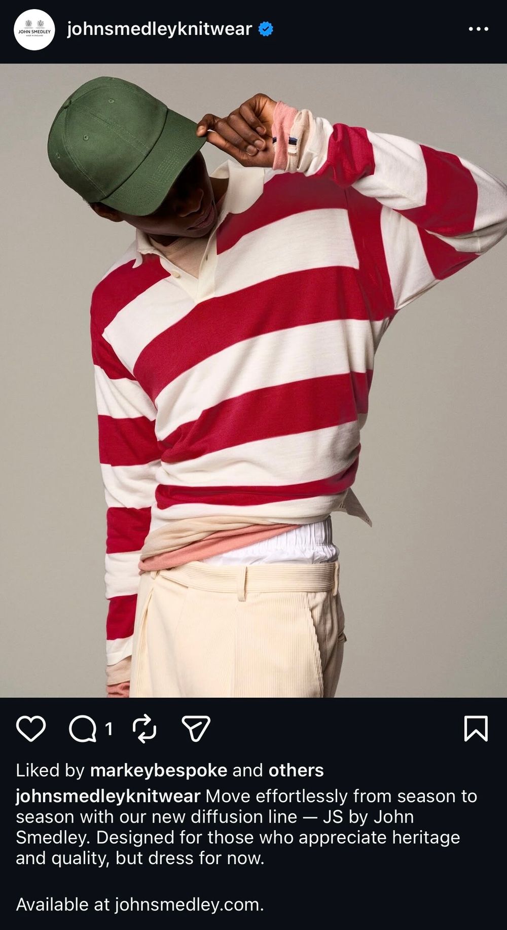 John Smedley JS Merino Wool Men’s Long-Sleeved Polo Rugby Shirt Red White BNWT