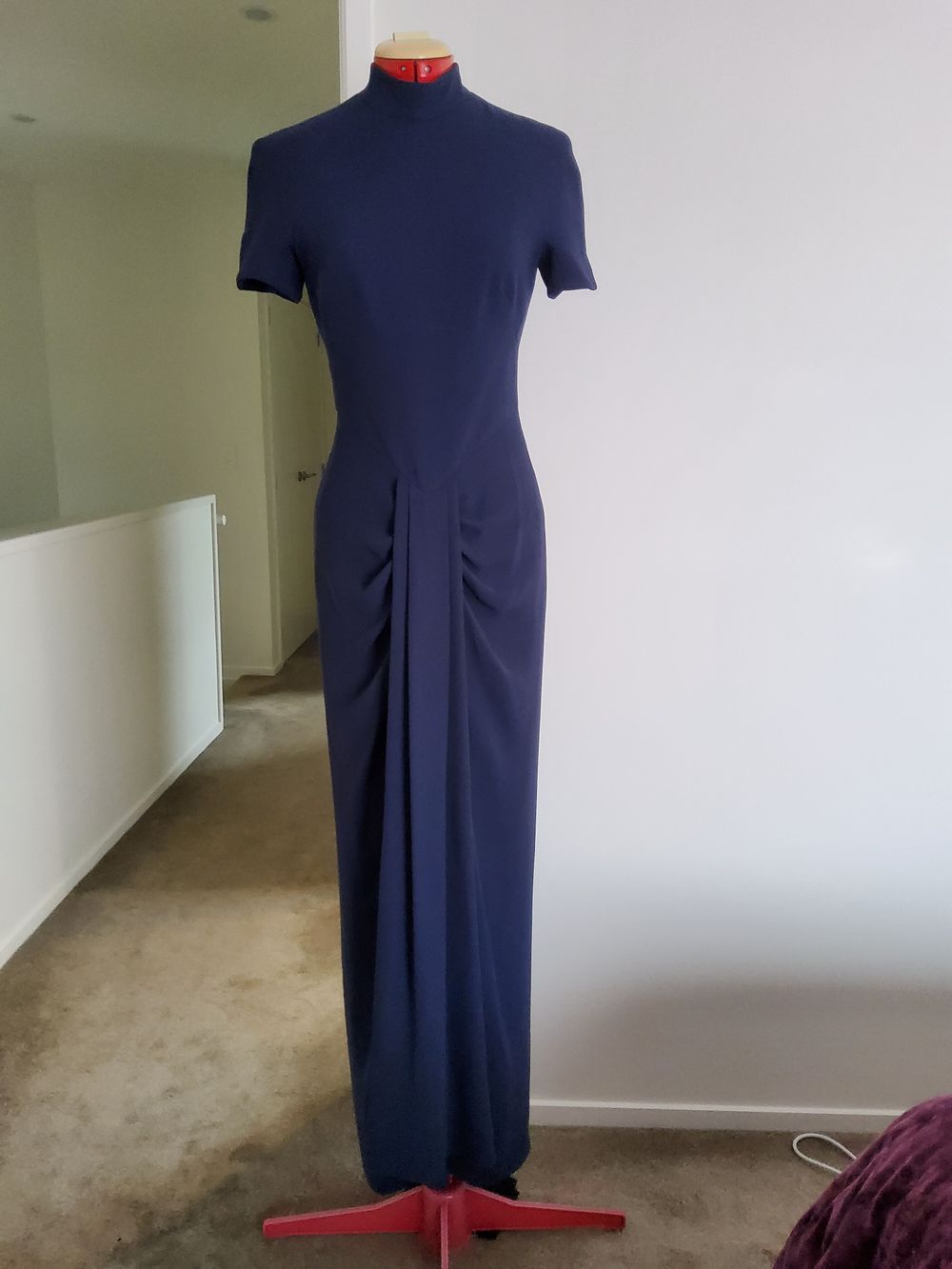 Carla Zampatti - Navy crepe waterfall gown on Designer Wardrobe