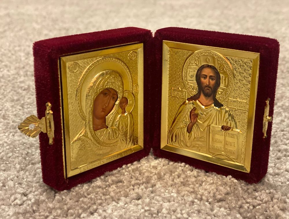 Eastern Orthodox Foldable Travel Icon in Velvet Case