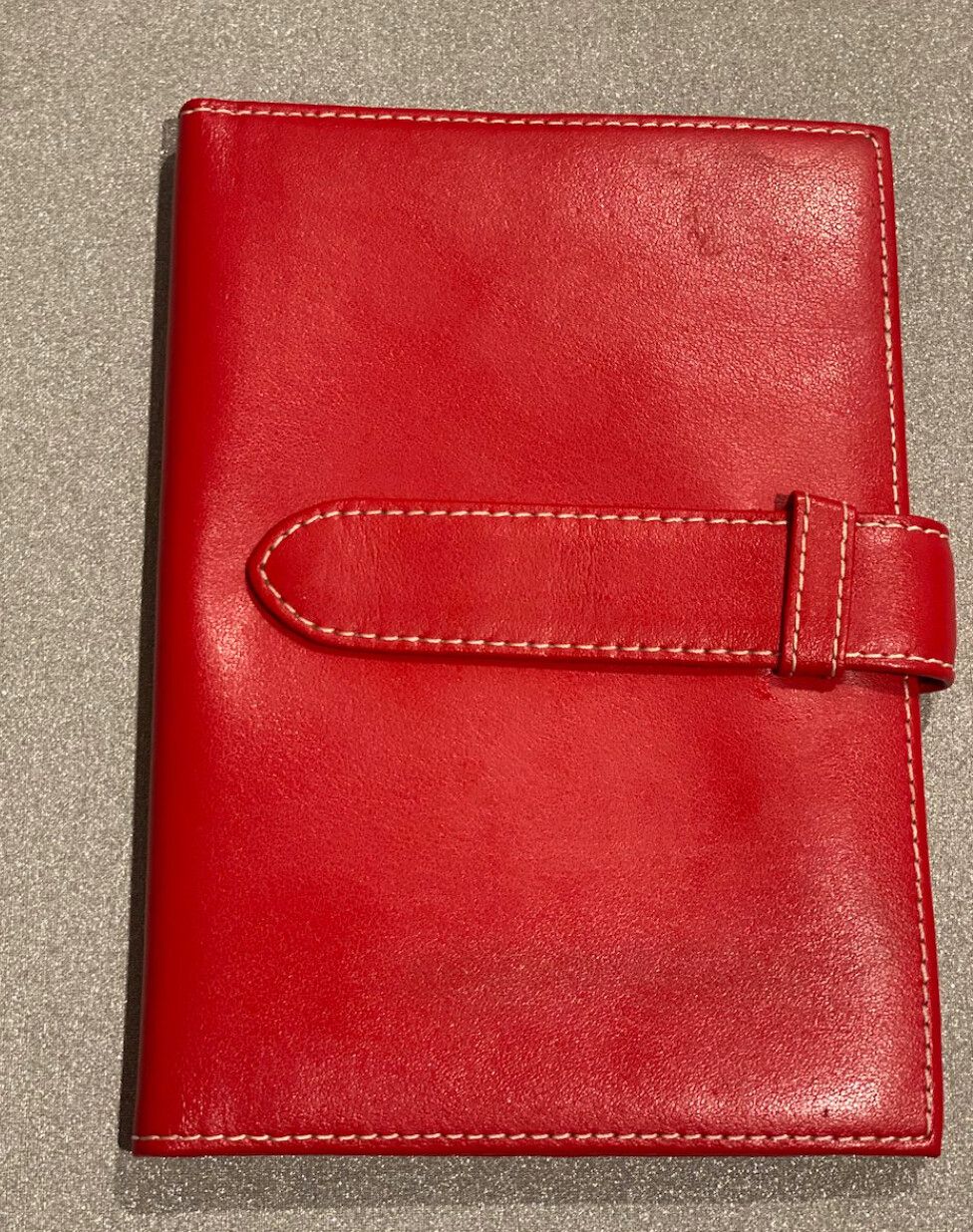 Travel Red Leather Folio 10x15 cm 24 pockets