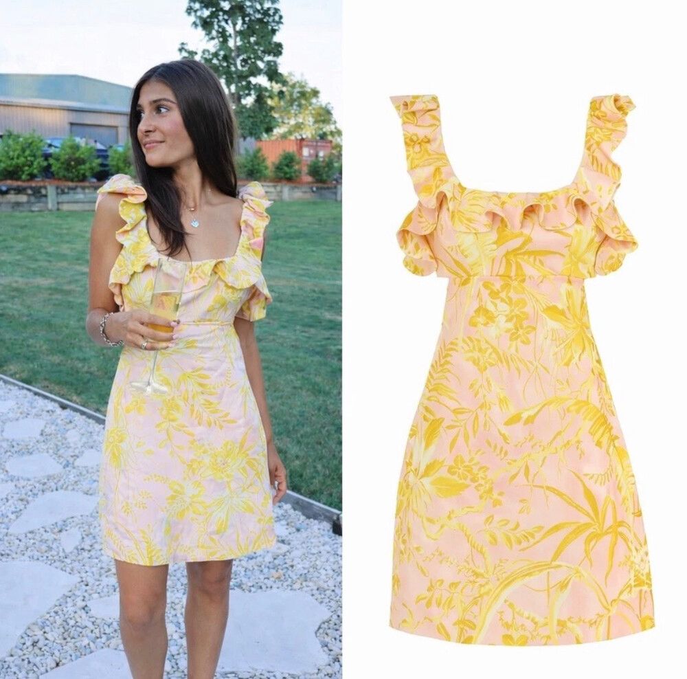 Zimmermann Golden Ruffle Mini Dress