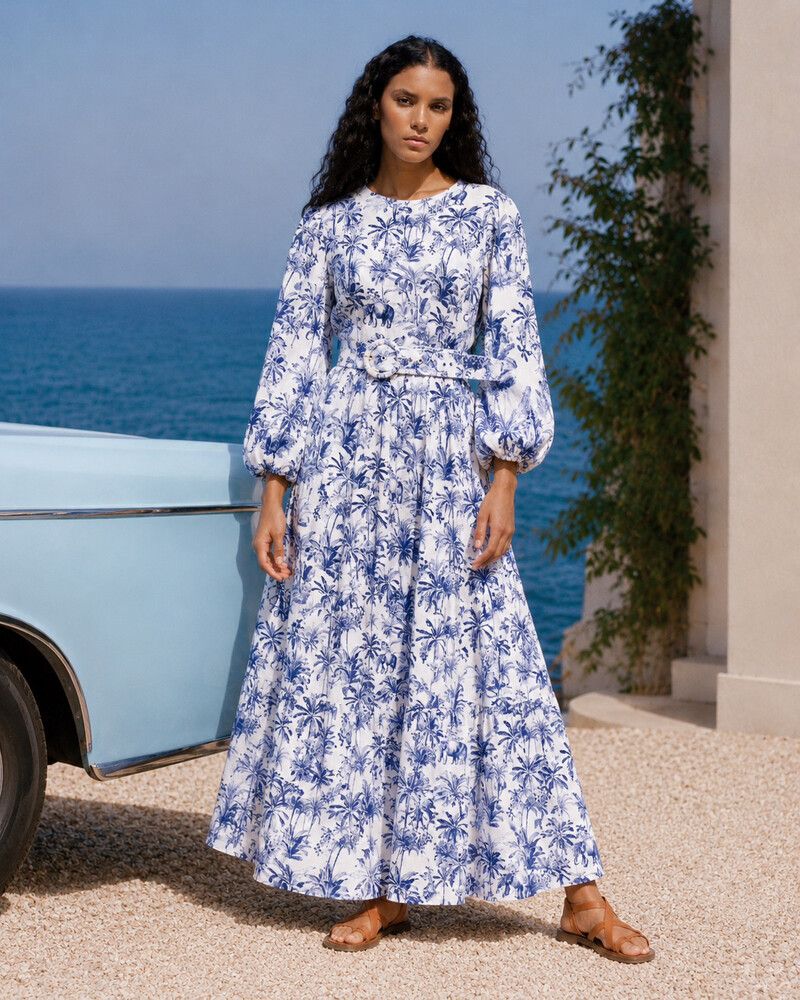 Palm Noosa Melrose Dress Blue Trees