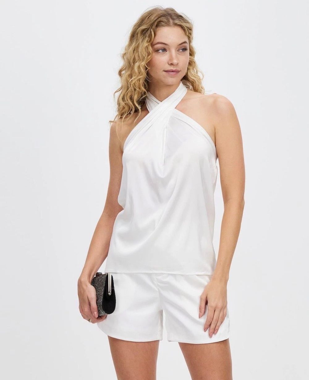 Honey & Beau White Halter Top