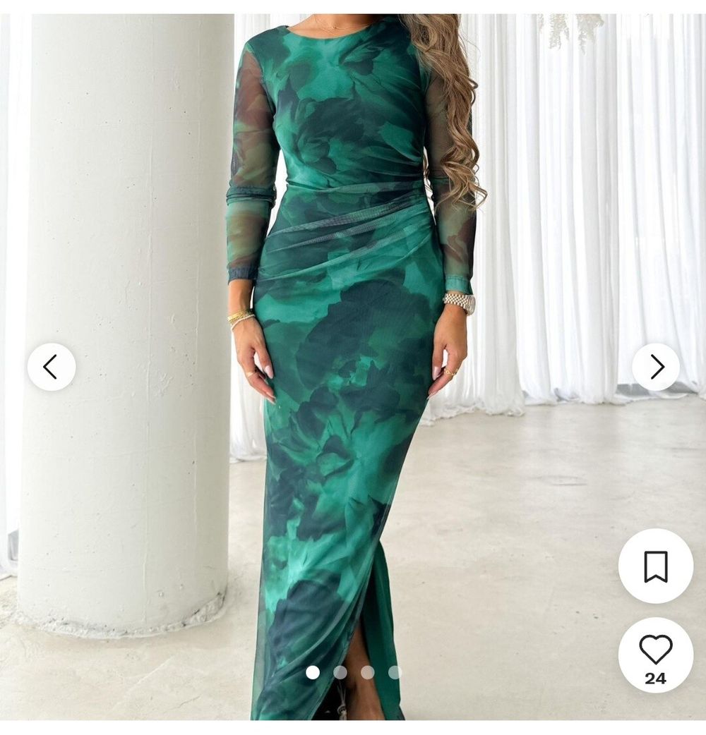 Gingham & Heels - Rhianna mesh dress - emerald green on Designer Wardrobe