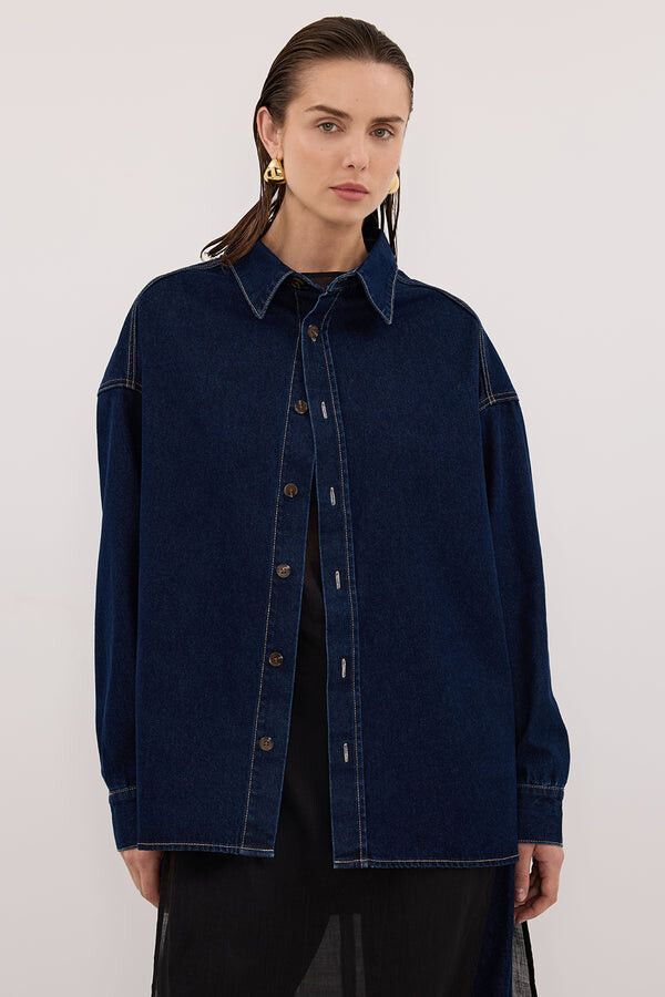 Dissh Ashton indigo oversized shirt