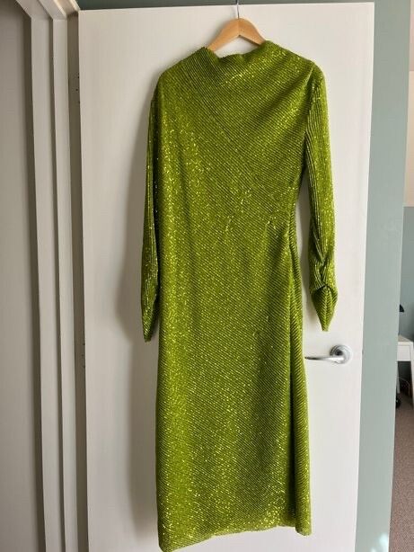 Stine Goya Sequin Long Sleeve Midi Dress