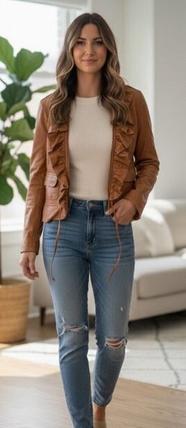 Old Navy (Gap) Caramel Leather Jacket Size M