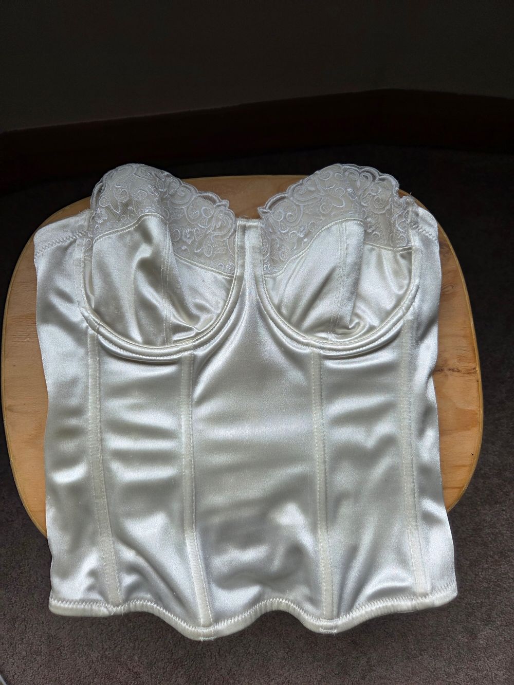 Cream satin bustier 10DD