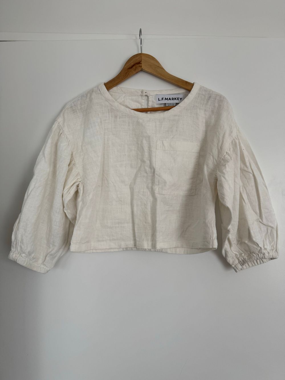 L.F.Markey White Linen Cropped Top