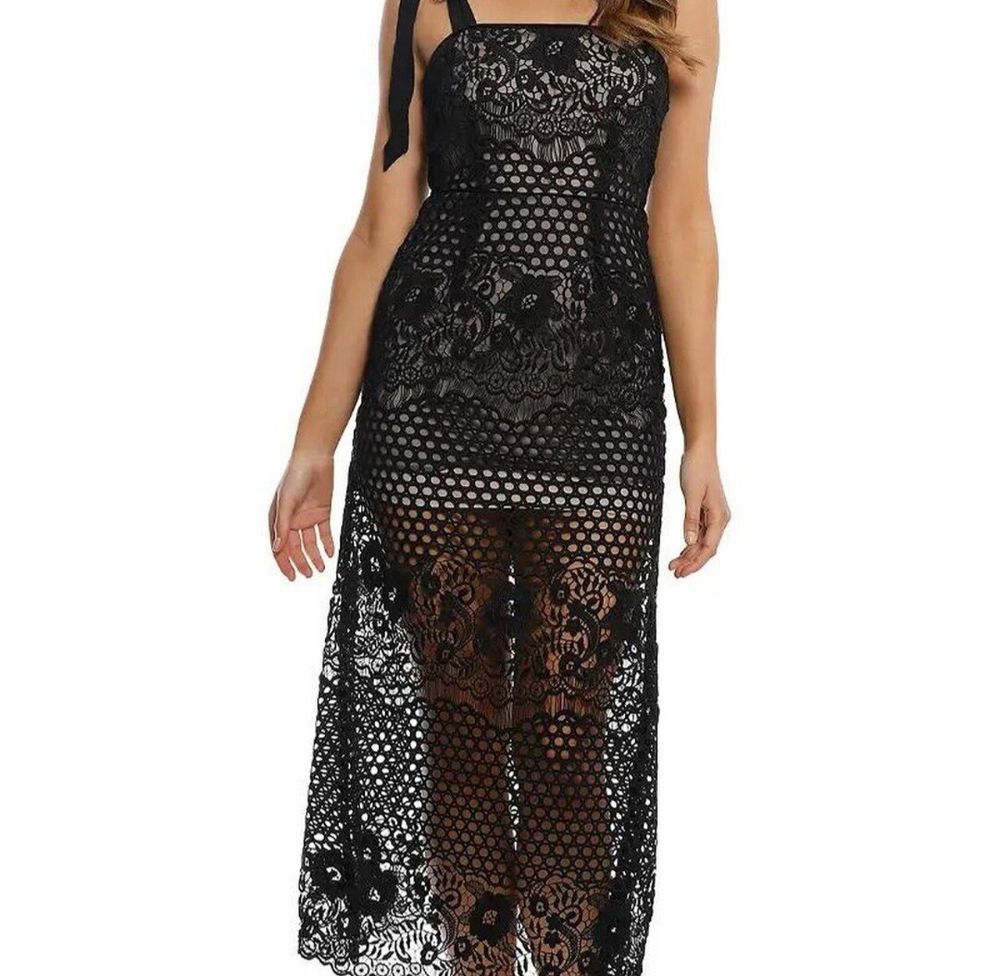 Alice Mccall black lace midi dress