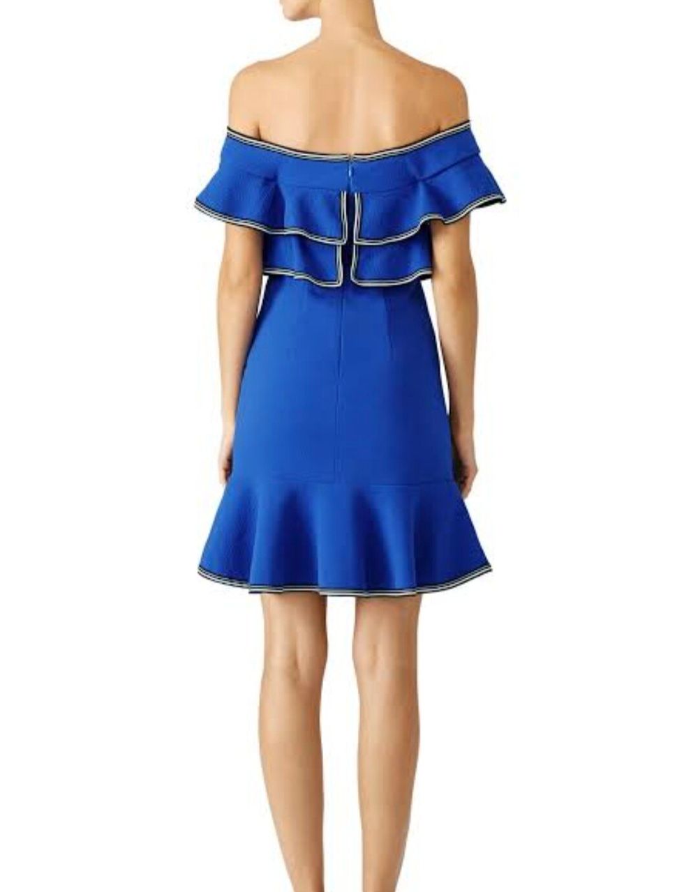 Rebecca Vallance Billie Ruffle Dress Off Shoulder blue AU 10 US 6 Excellent Cond