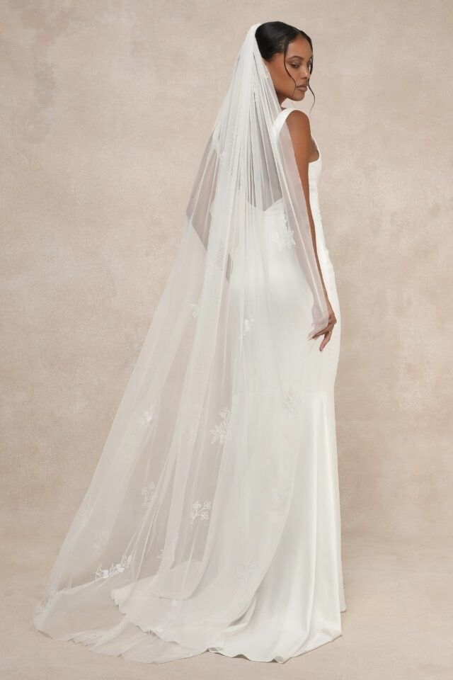 White beaded veil