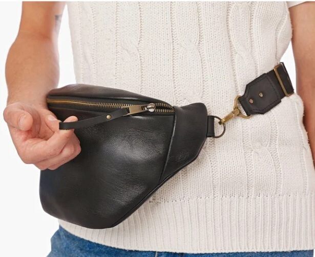 Leather Hip Bag | Black Belt Pouch