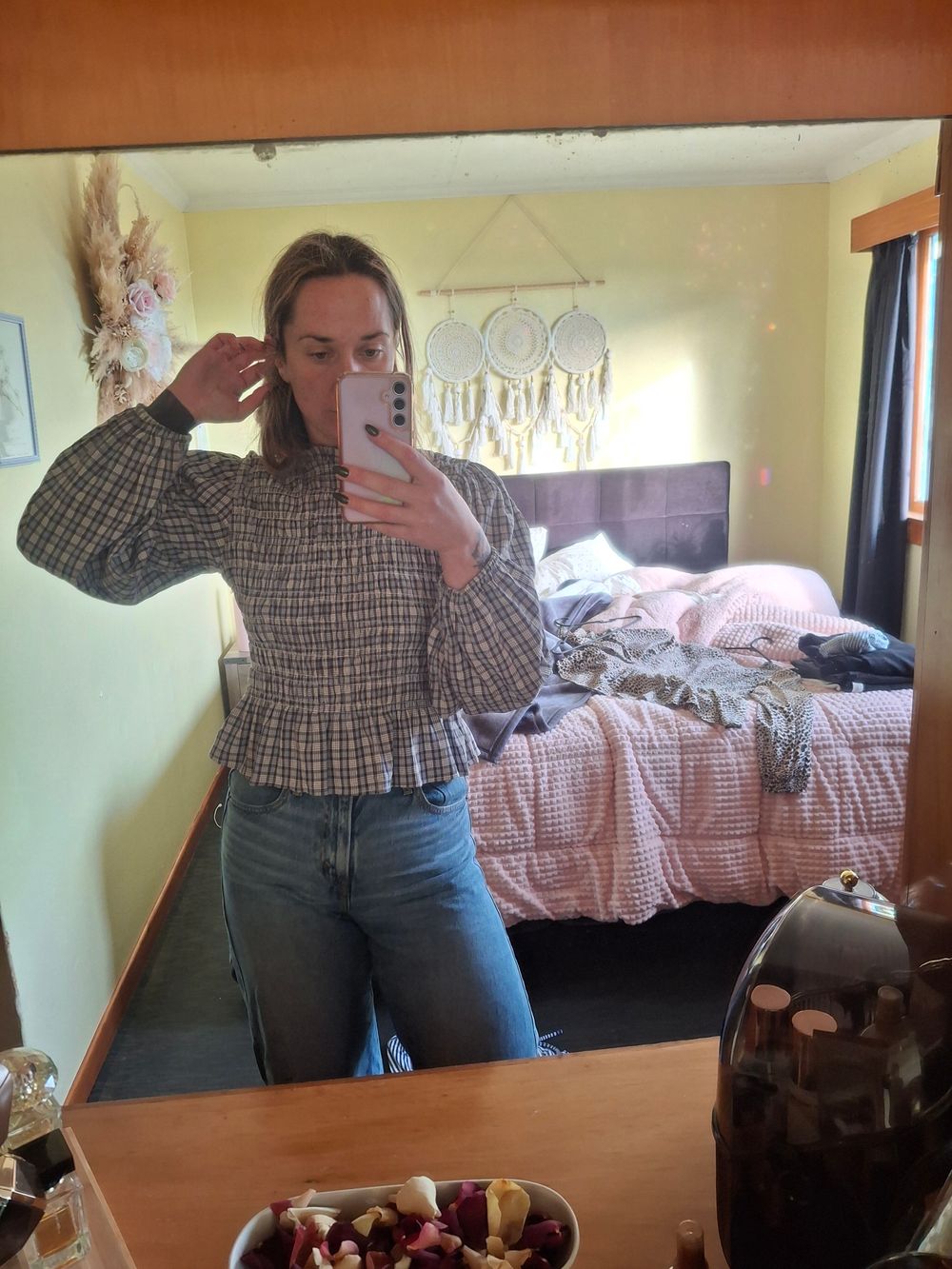 ONLY checkered peplum shirt