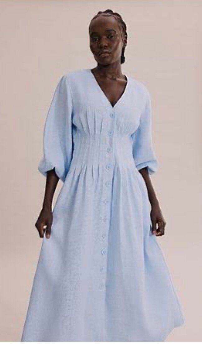 Country Road - Organically grown linen dart midi dress on Designer Wardrobe