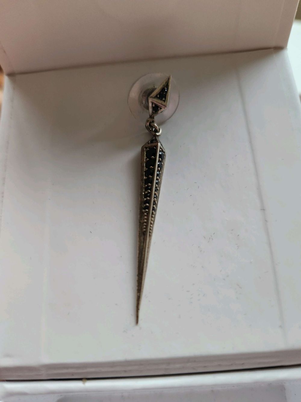 Meadowlark single earring, Black Spinel Spike Drop
