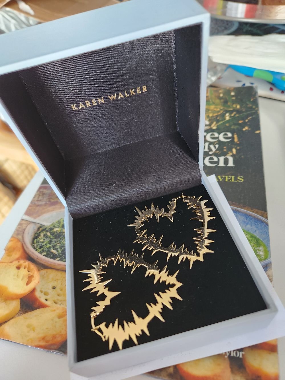 Karen Walker Electric Heart Hoop Earrings, Gold-plated Silver