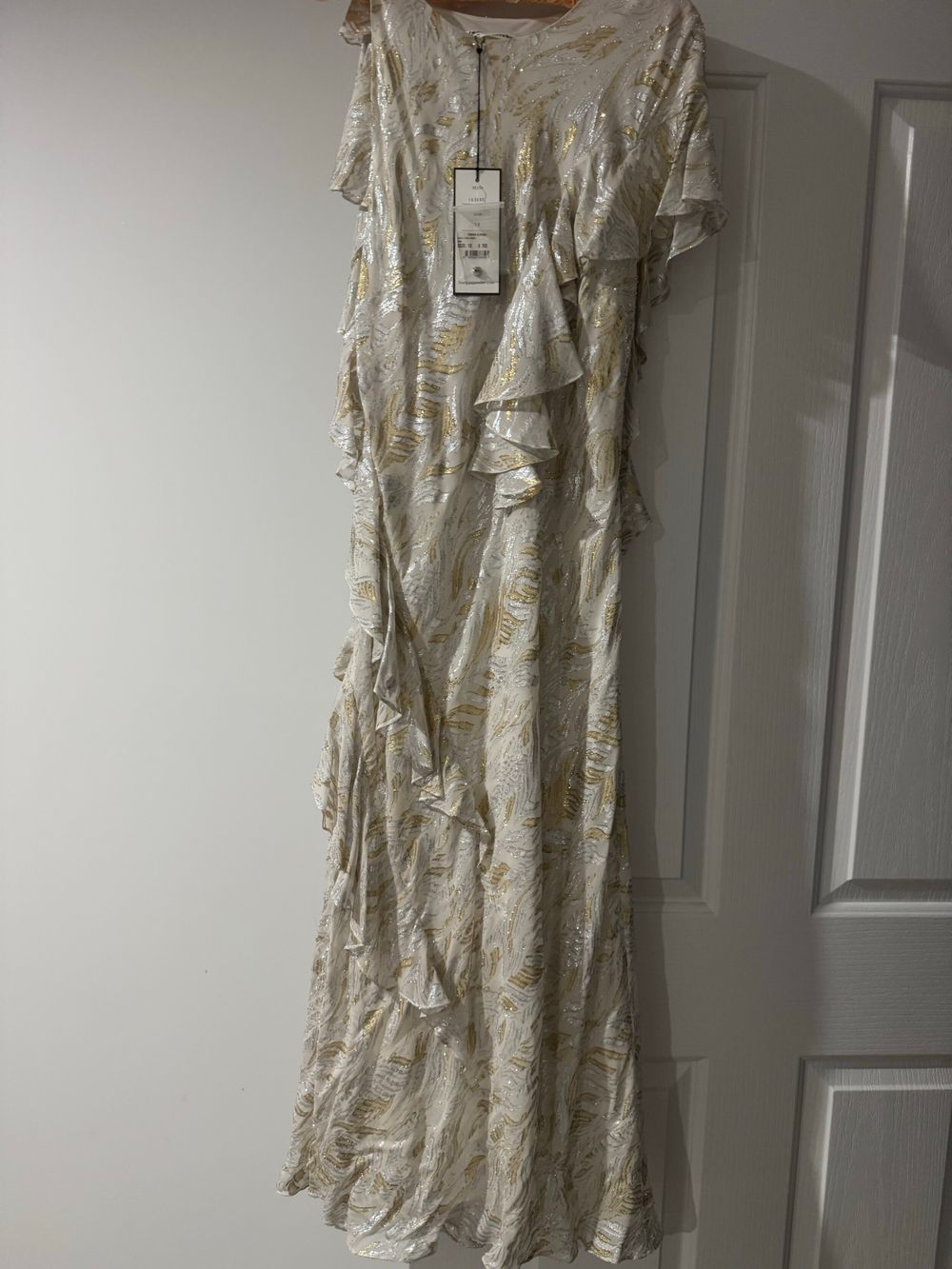 Bianca Spender White Lurex Dress And Carla zampatti chiffon cover wrap