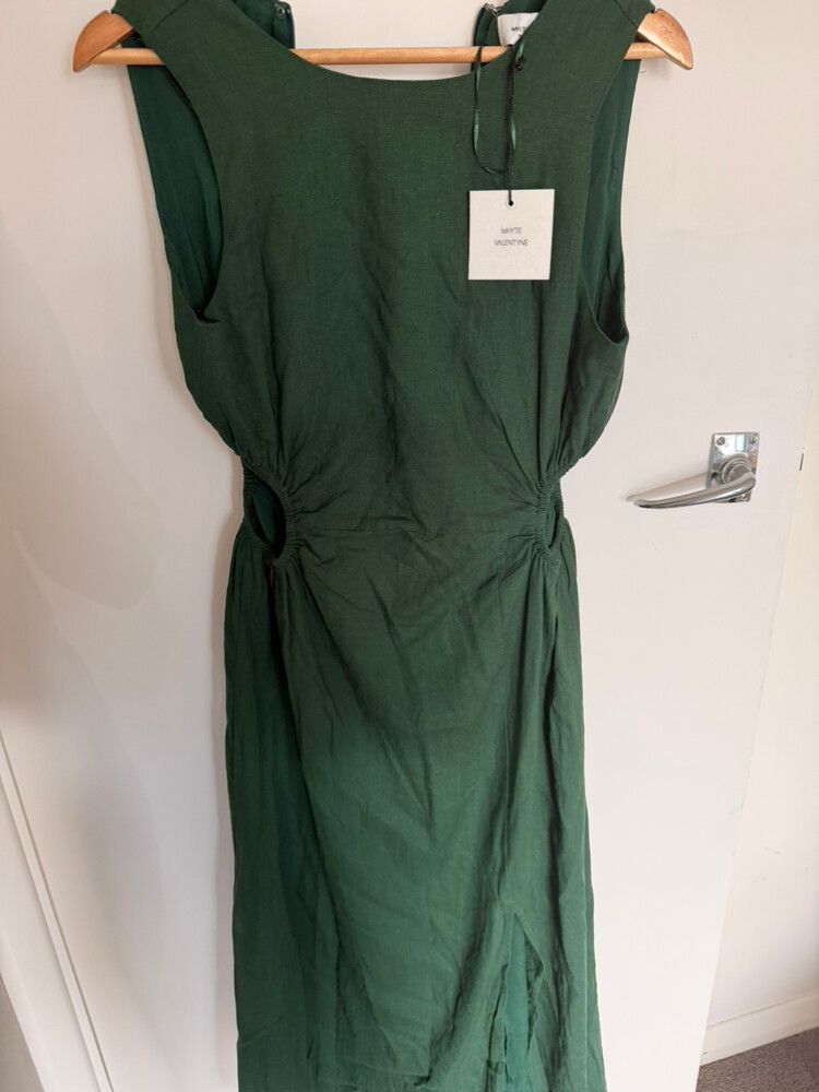 green emerald velvet dress V-Neck Mint Green Mini Sundress with A-Line Skirt Mint Green / Small main image 0