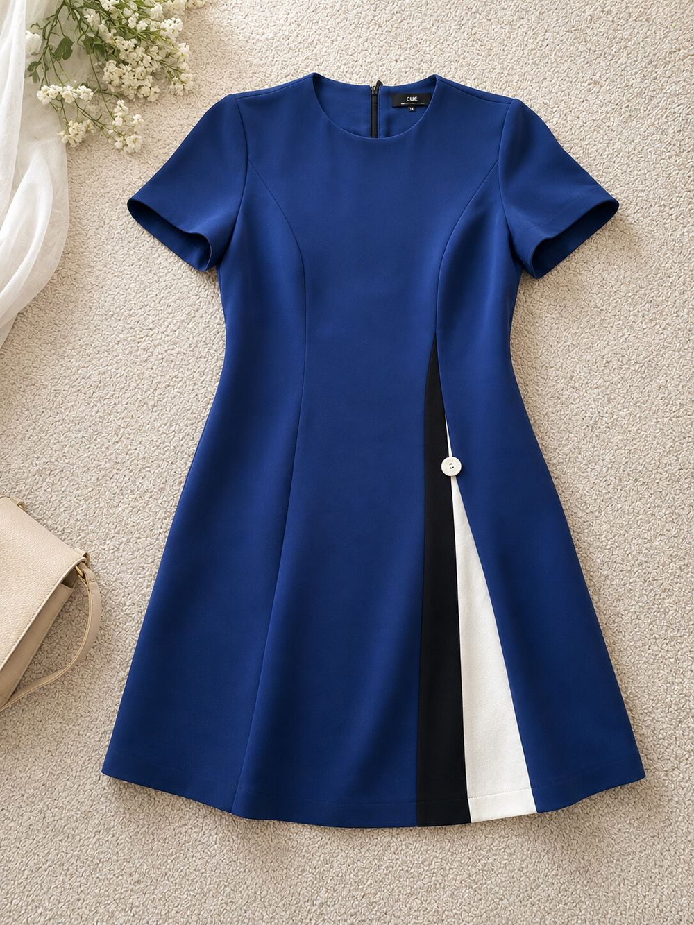 Elegant Cue blue A-line dress (made in Australia)