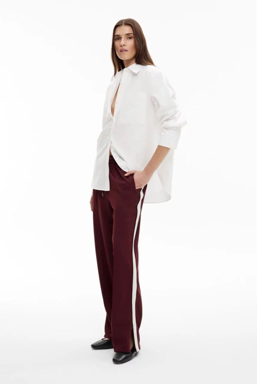 WITCHERY - Contrast Side Stripe Trackpant, Bordeaux
