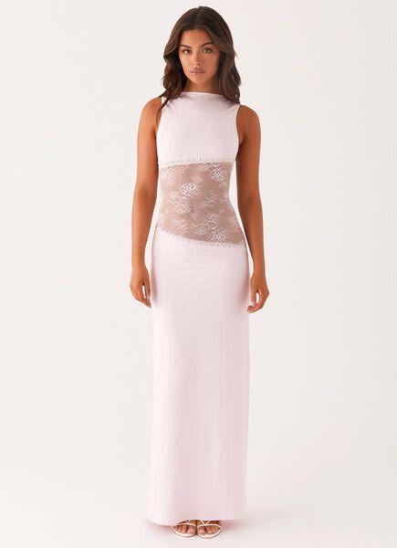 Peppermayo Lace Cut Out Maxi Dress in Pink