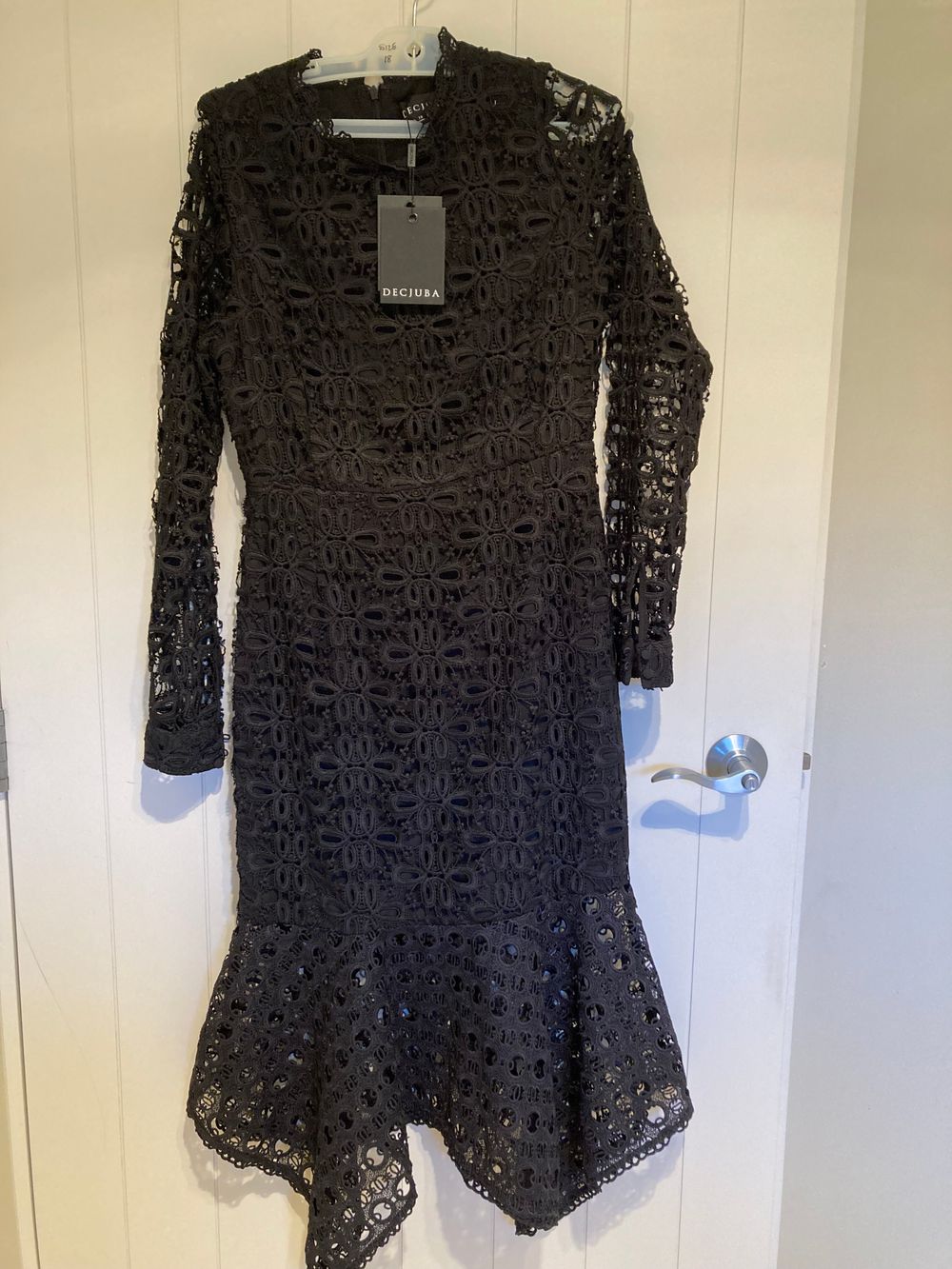 decjuba black lace dress Karla Lace Midi Dress