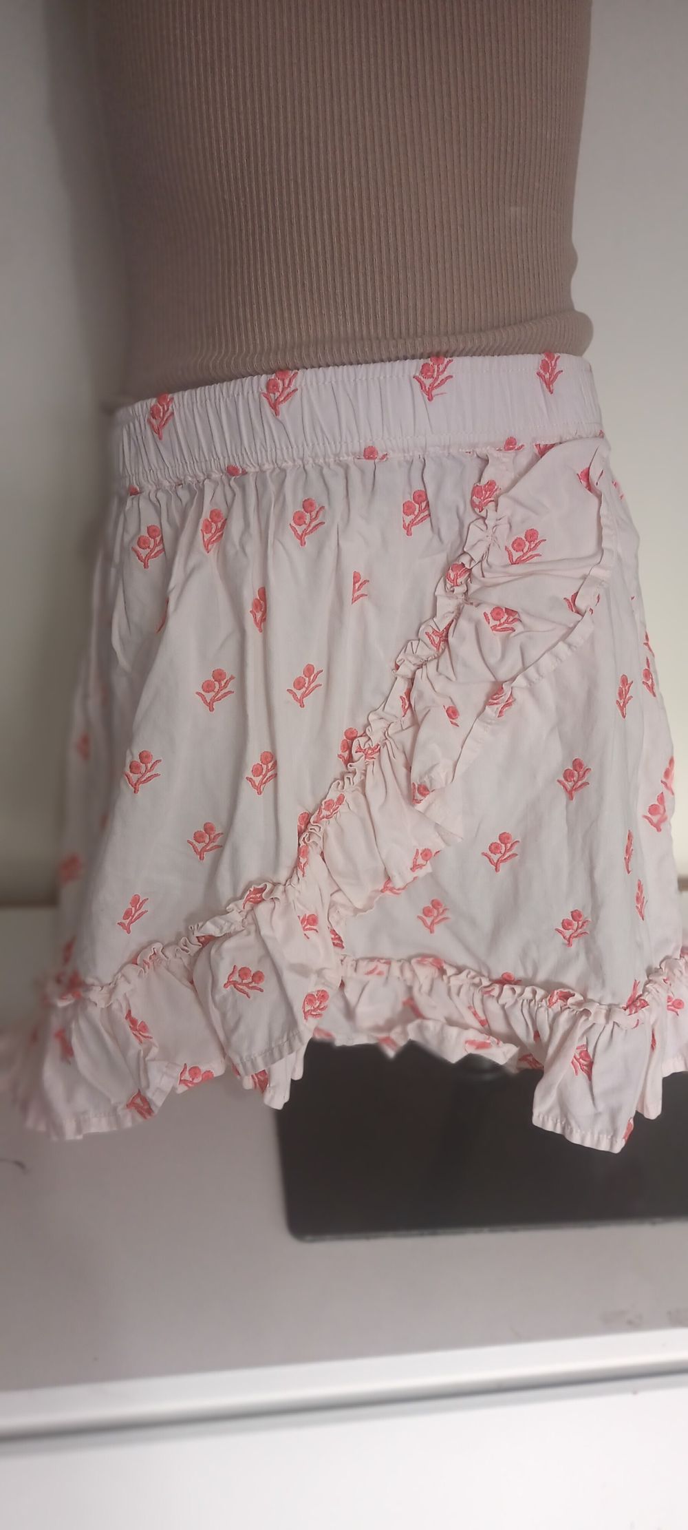 White Pink Floral Skirt