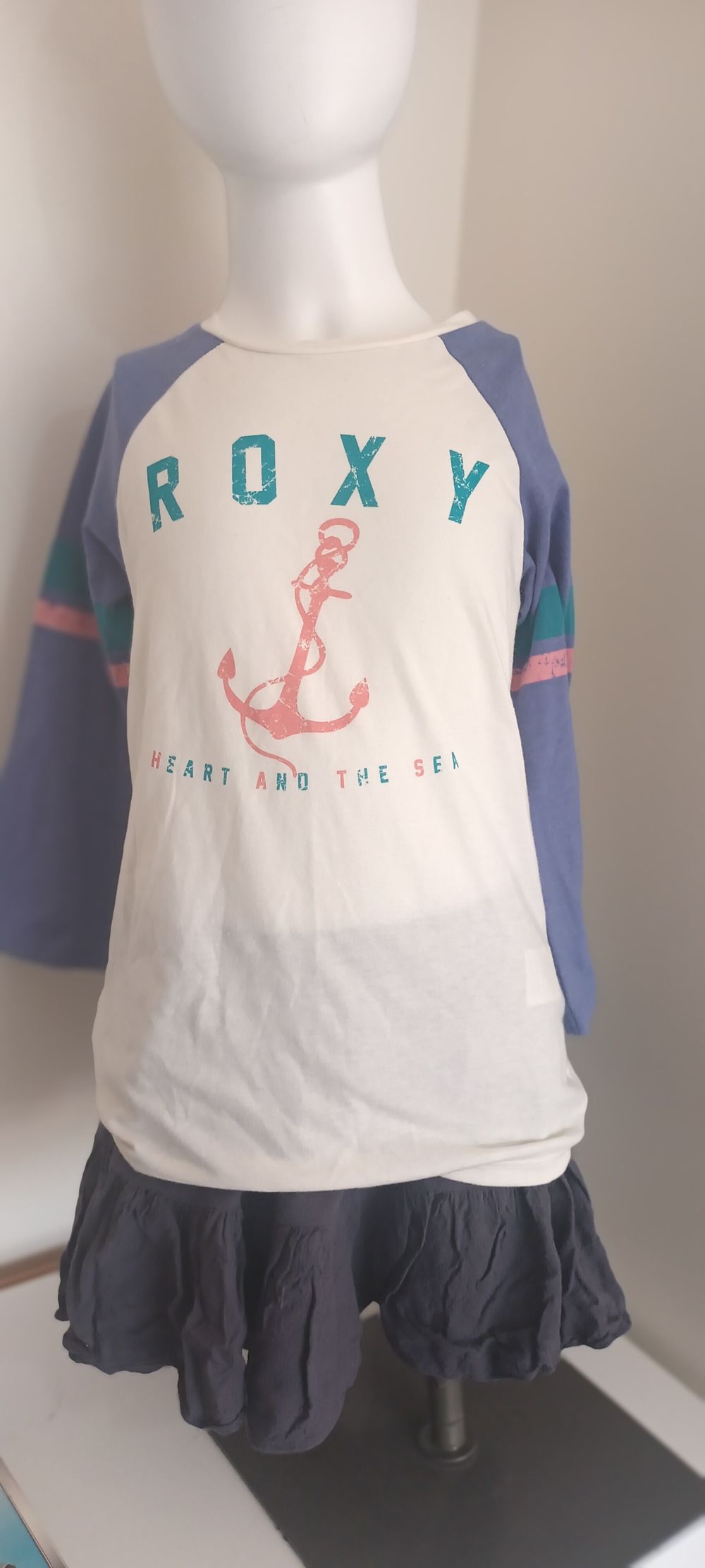 Roxy White Blue Long Sleeve Top