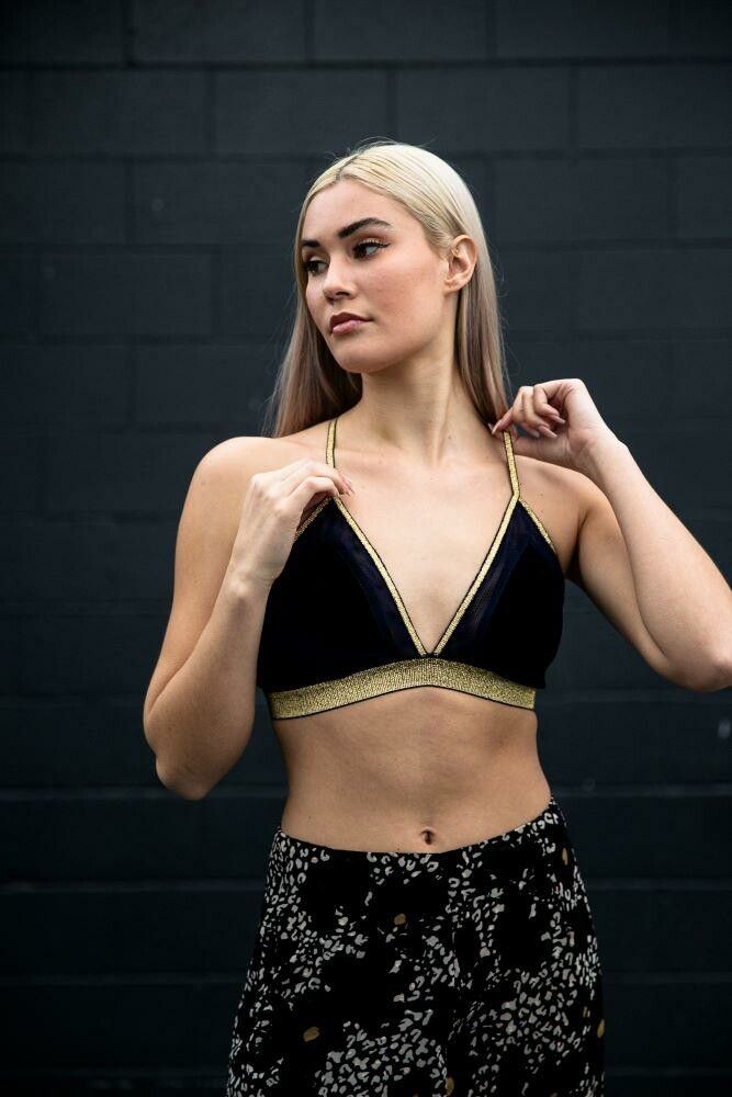 New navy metallic bralette