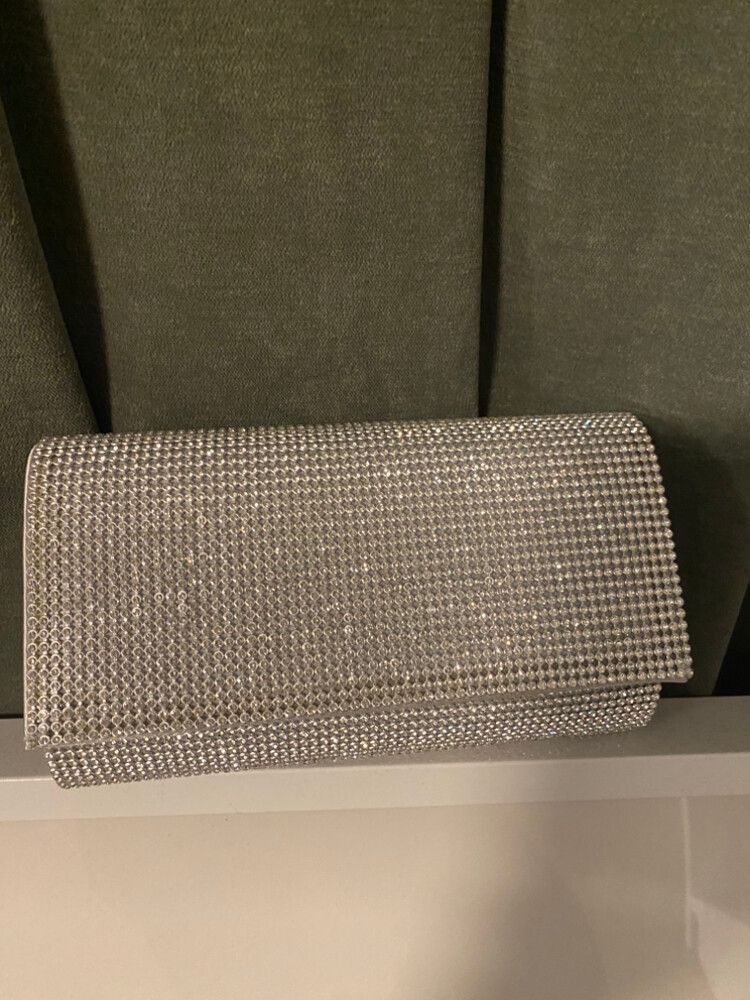 Silver Diamonte Clutch Bag