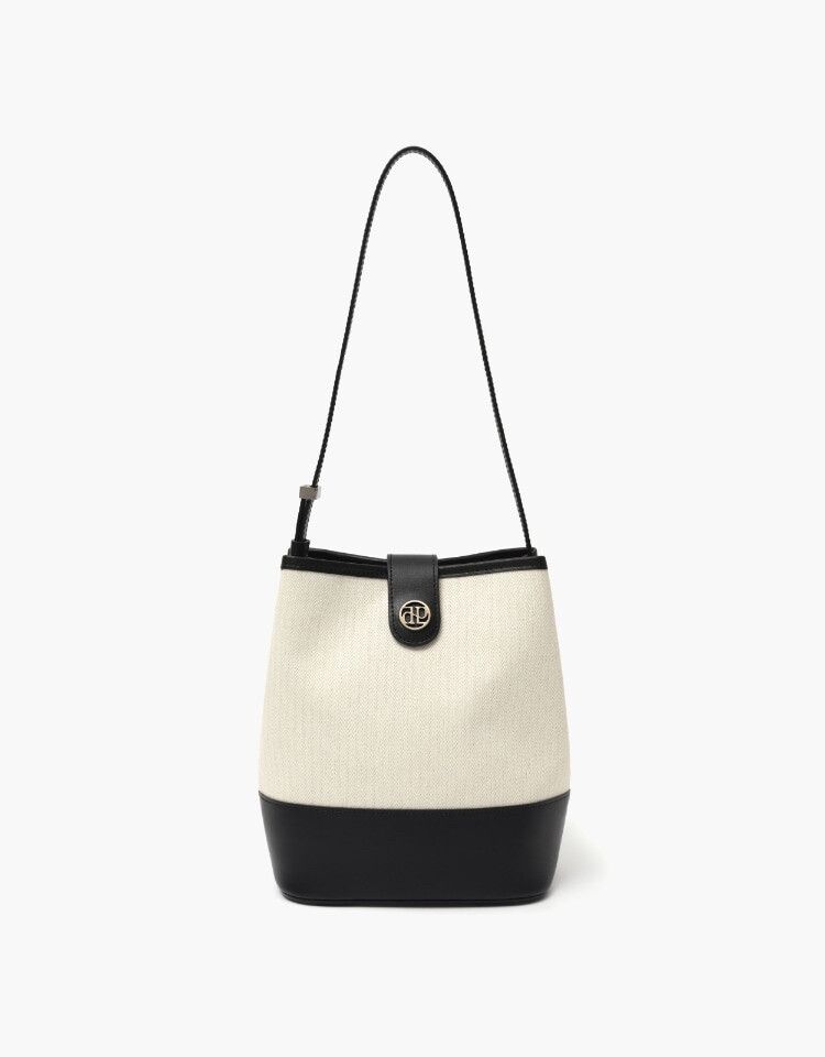 Brand New town bag (bucket shoulder) - herringbone ivory