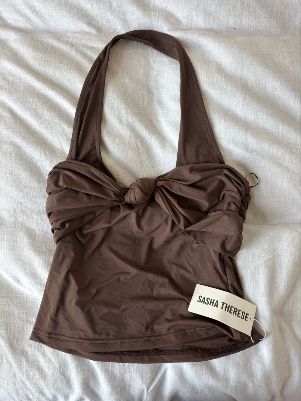 Sasha Therese Brown Halter Top