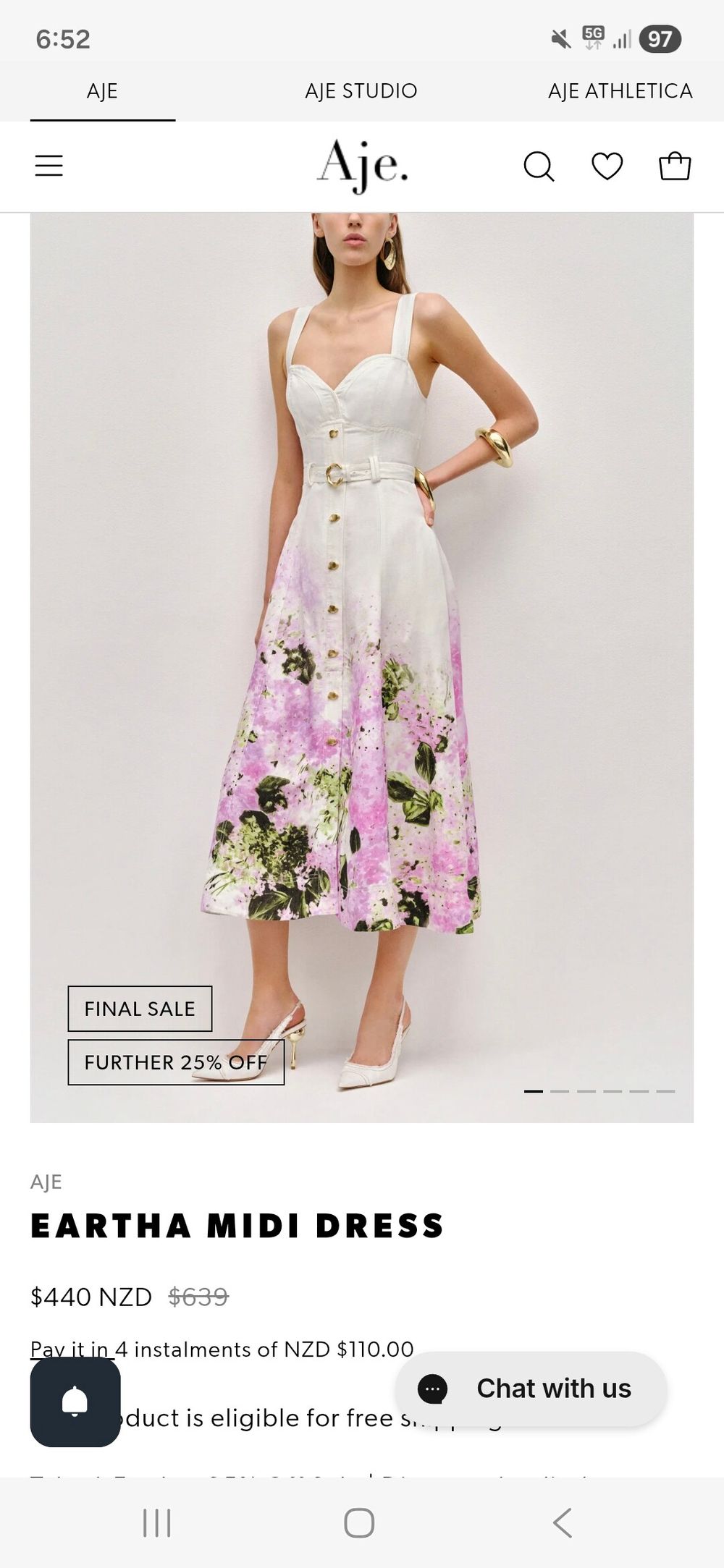 Aje Eartha midi dress size 8