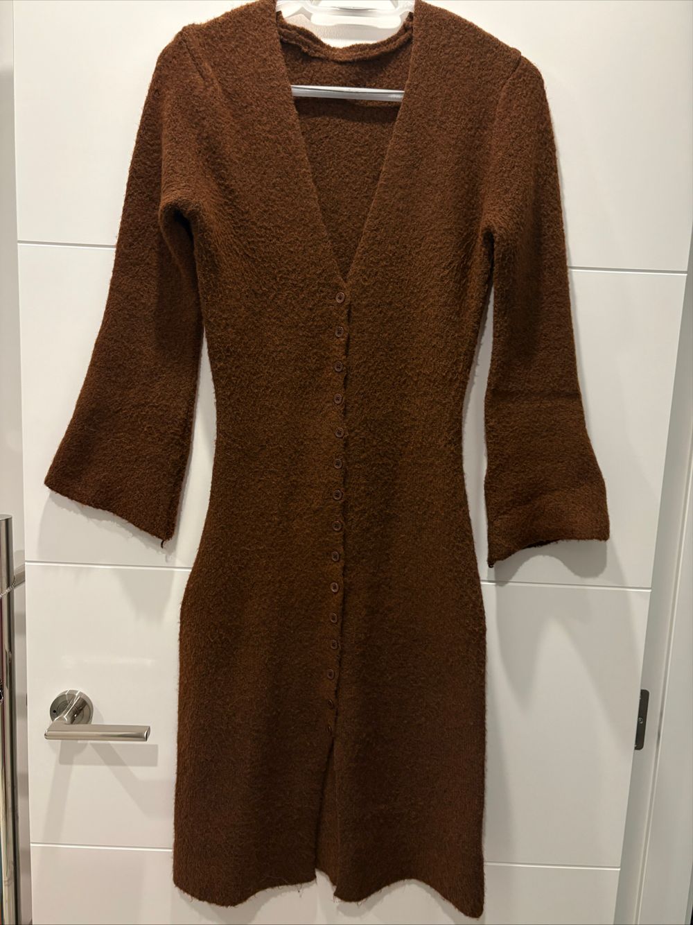 Brown Knit Midi Dress
