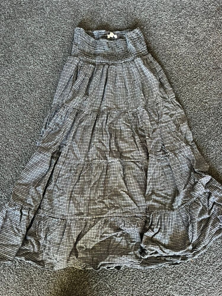 MAX Black and White Check Tiered Skirt