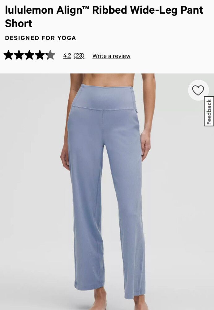 lululemon align ribbed wide leg pant short, blue lulu10