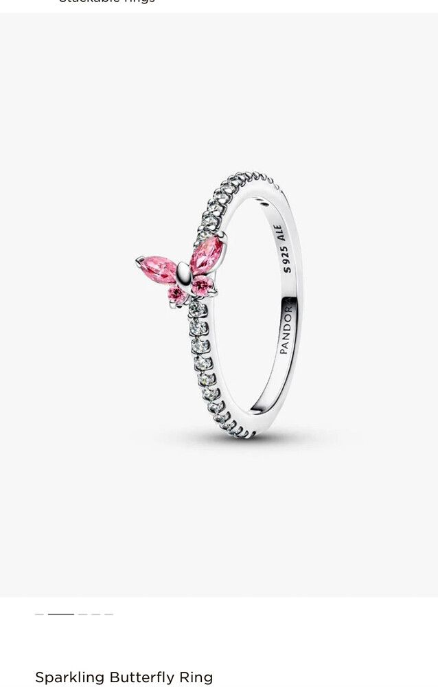 Pandora Pink Butterfly Ring / size 48
