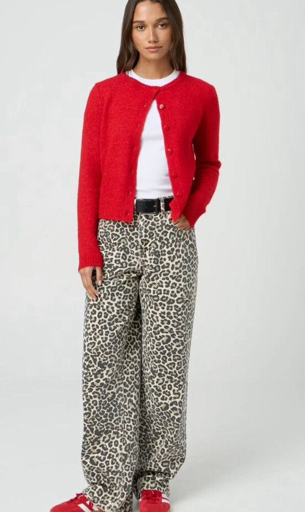 Leopard mid rise baggy fit jean