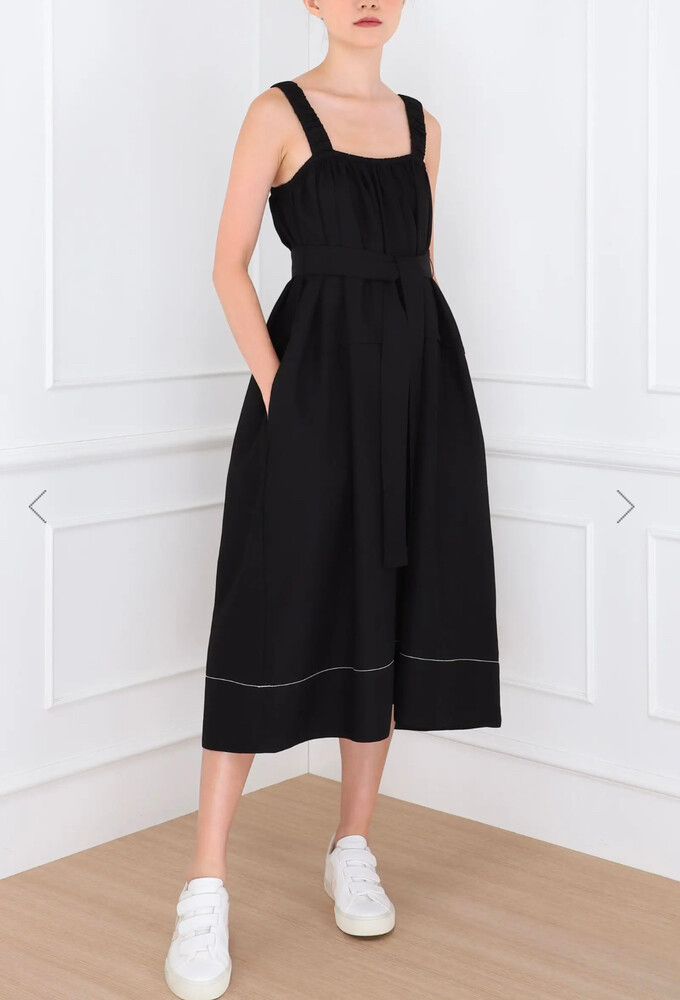 Drapey Suiting Belted Dress