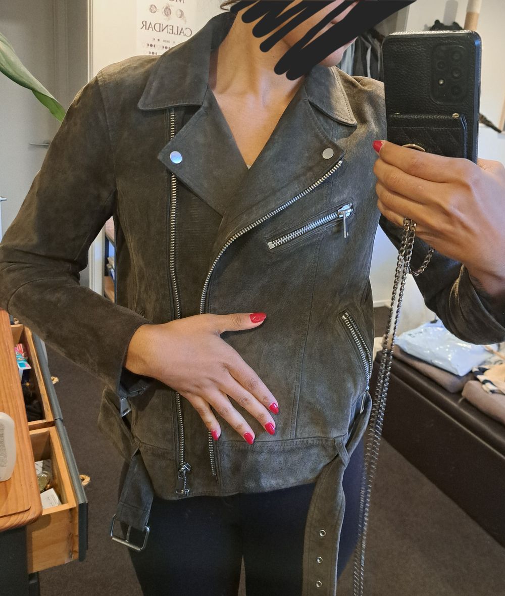 Genuine leather suede jacket