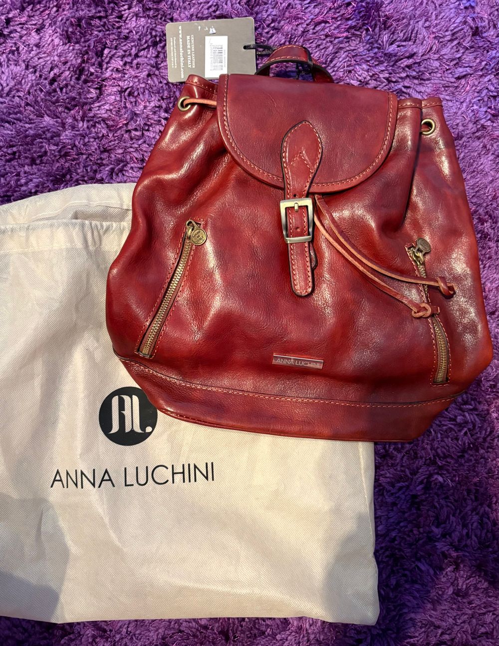 Anna Luchini Red Leather Backpack