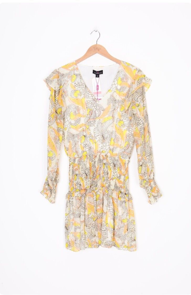 Augustine Yellow Graphic Mini Dress