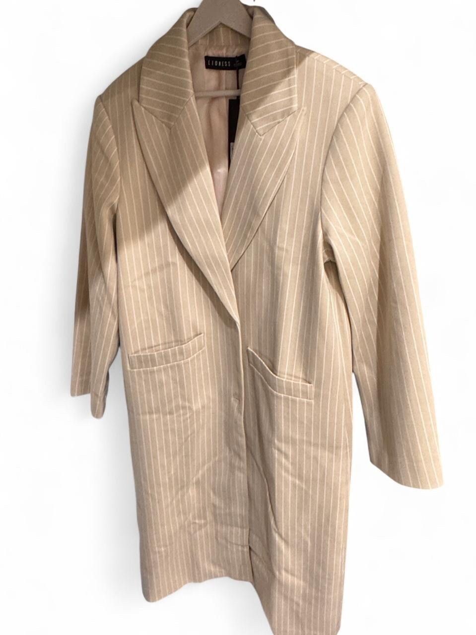 Lioness Beige Pinstripe Olsen Coat