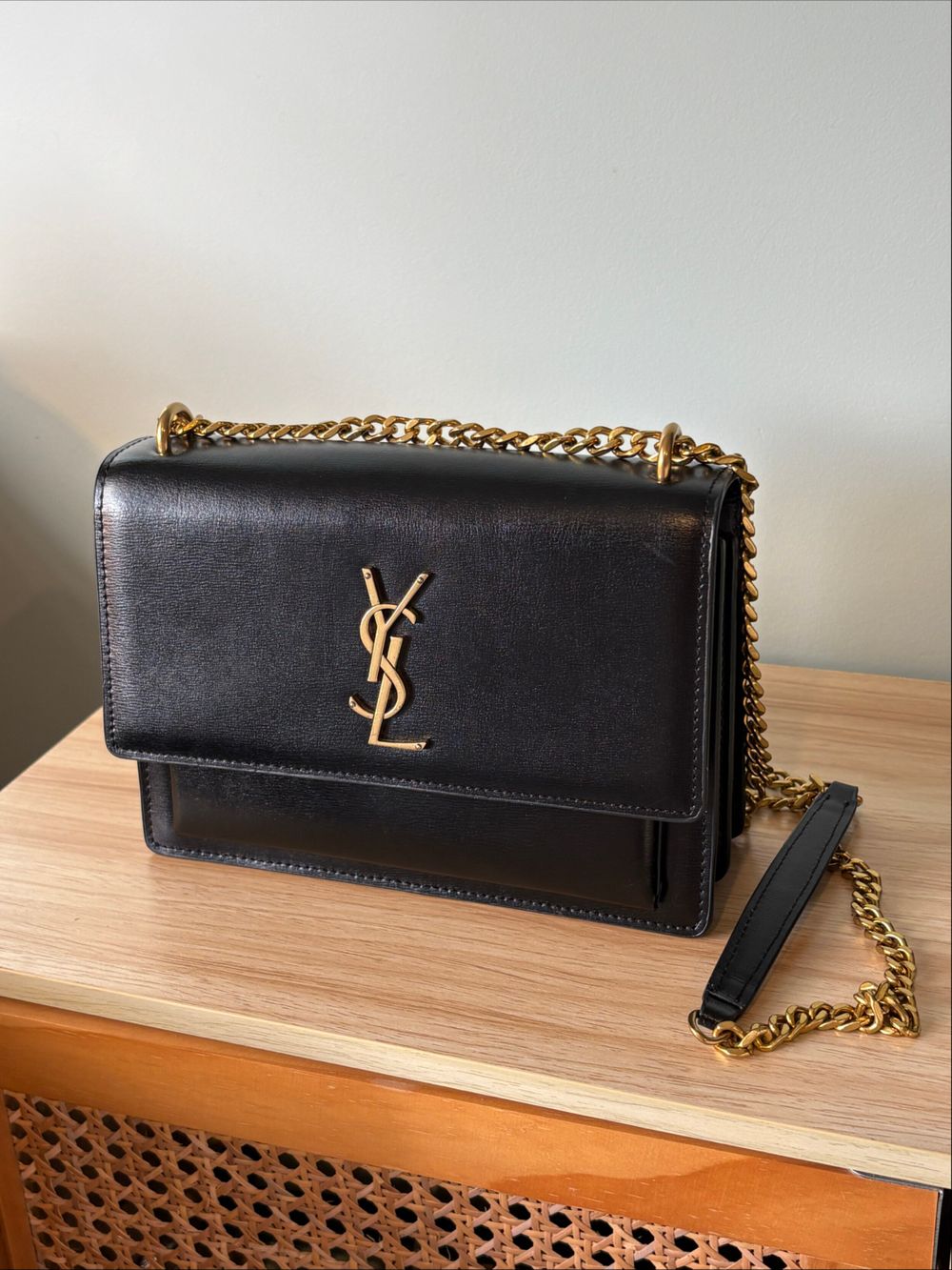 Saint Laurent Black Leather Shoulder Bag