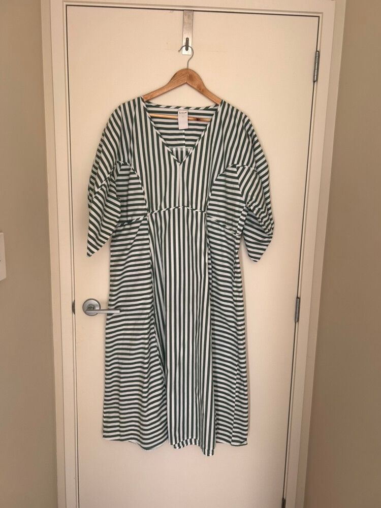 Kowtow Green White Striped Dress