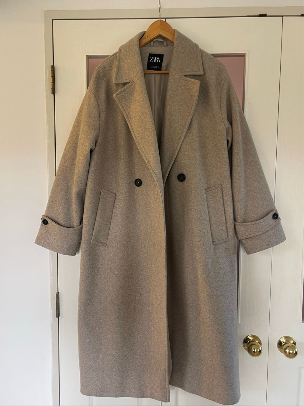 Zara Beige Double Breasted Coat