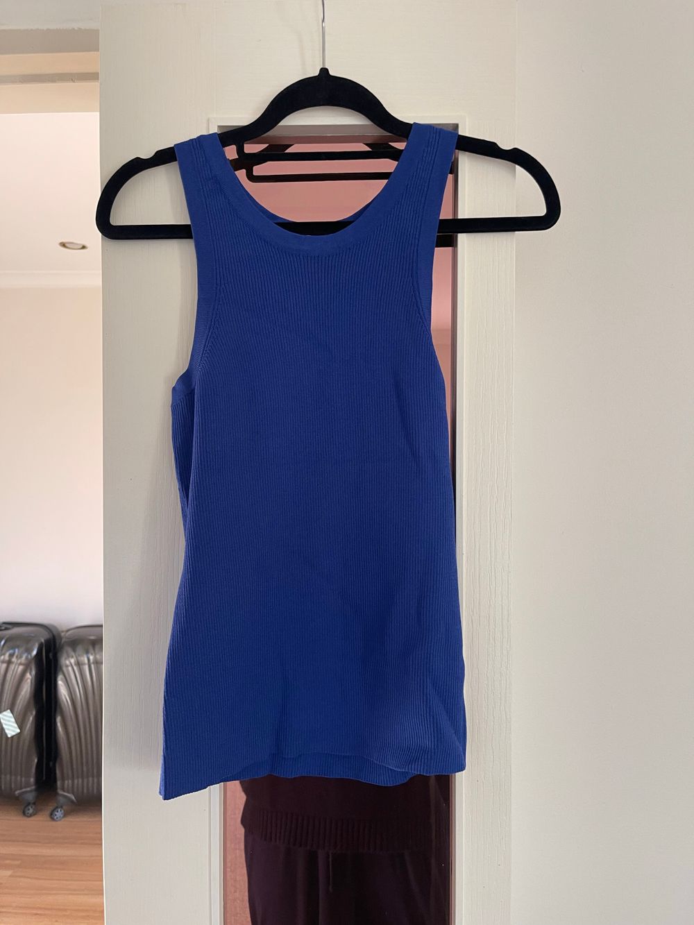 Veronika Maine Blue Ribbed Tank