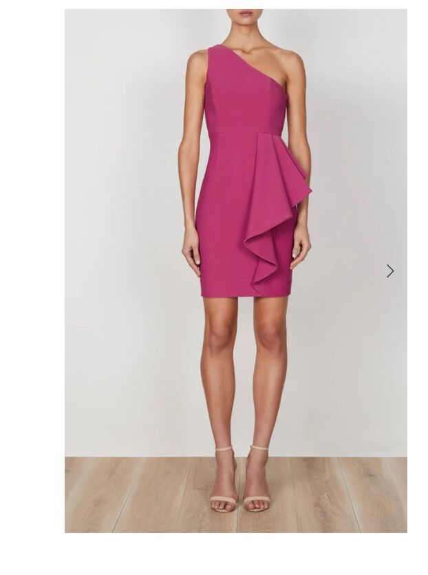 Shona Joy - sorry sold---Brand New Shona Joy Pink Ava One Shoulder Mini  Dress, Size 8 on Designer Wardrobe